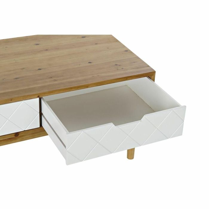 DKD Home Decor Mesa de Centro Moderna 2 Cajones Desmontable Abeto Marrón Blanco 105x55x46 cm 5 DKD Home Decor Mesa de Centro Moderna 2 Cajones Desmontable Abeto Marrón Blanco 105x55x46 cm 5