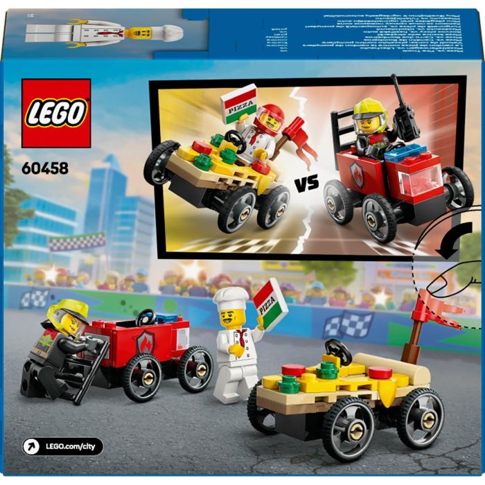 Lego City Set de Construcción: Coches de Carreras y Camión de Bomberos para emocionante aventura Pizza vs. Rescate. Ideal para niños +5 años 7