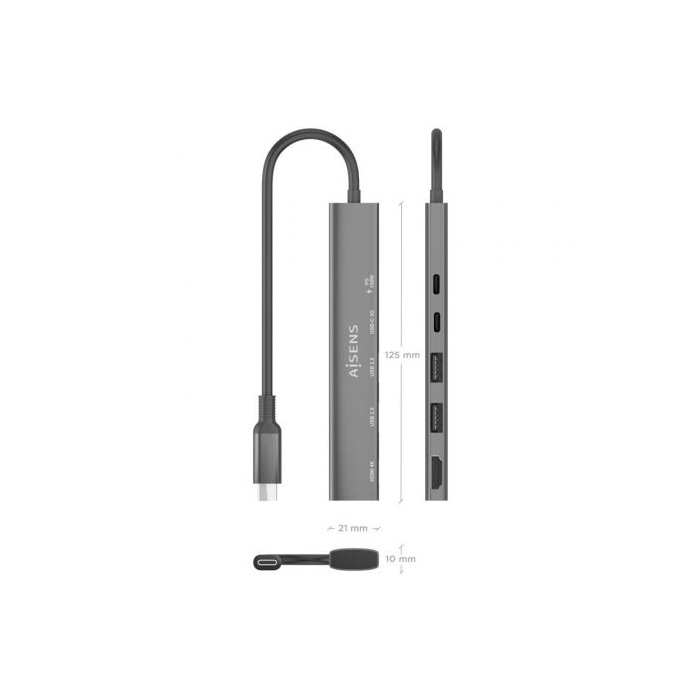 Docking USB Tipo-C Aisens ASUC-5P022-GR/ 1xHDMI/ 2xUSB/ 1xUSB Tipo-C/ 1xUSB Tipo-C PD/ Gris 3 Docking USB Tipo-C Aisens ASUC-5P022-GR/ 1xHDMI/ 2xUSB/ 1xUSB Tipo-C/ 1xUSB Tipo-C PD/ Gris 3