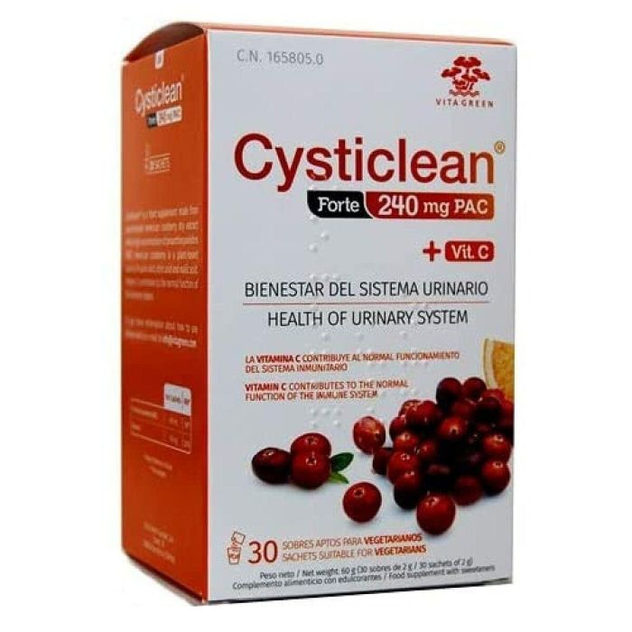 Cysticlean CYSTICLEAN FORTE | Suplemento para Salud Urinaria con Arándano Rojo, PAC 240mg y Vitamina C 80mg | 30 Sobres