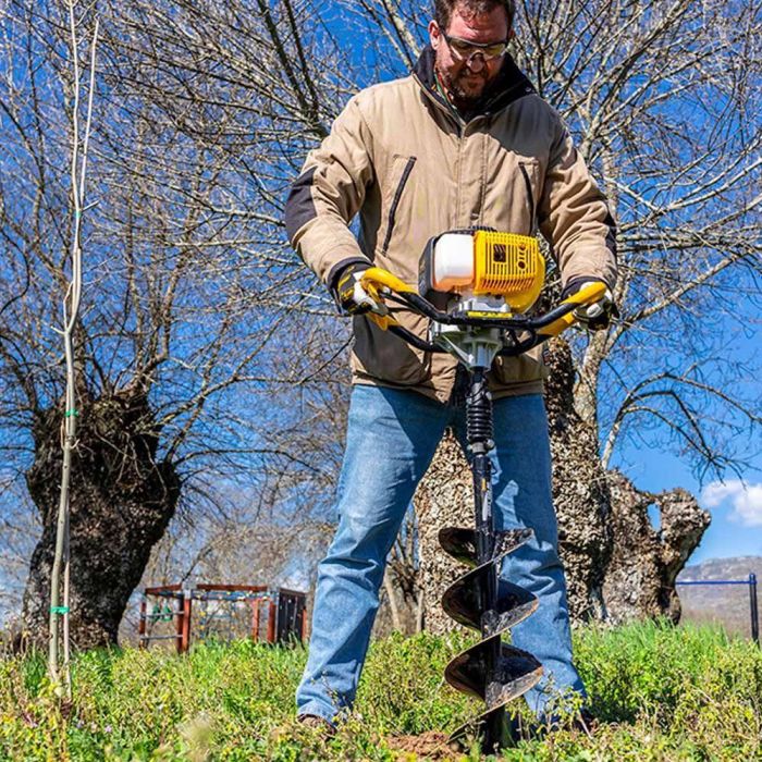 Garland 49-0003 Ahoyadora a gasolina 2 tiempos 52cc con 3 brocas de 10, 15 y 20cm, 80cm largo broca 3