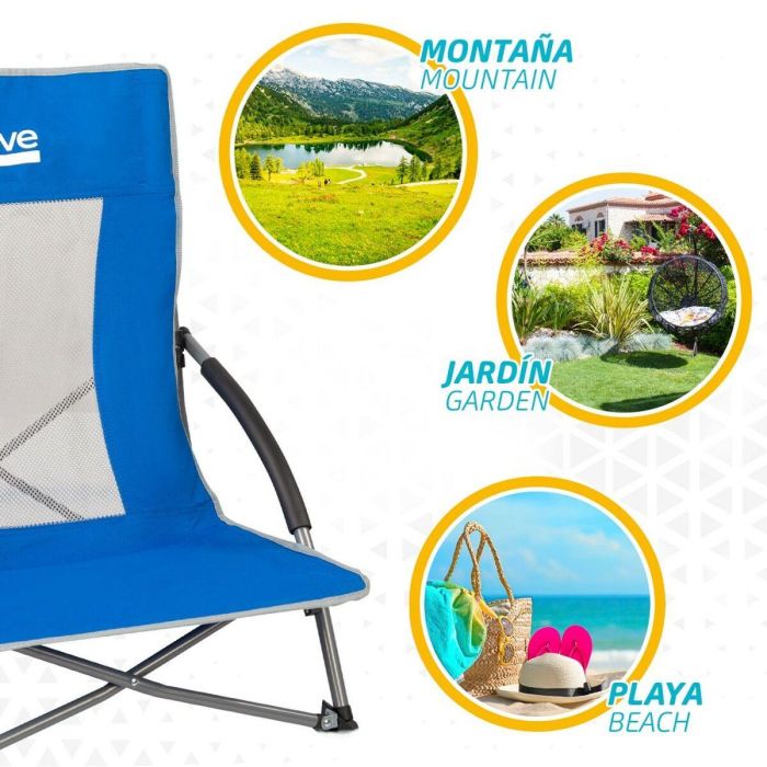 Silla de Playa Aktive Azul 50 x 67 x 51 cm (4 Unidades) 3 Silla de Playa Aktive Azul 50 x 67 x 51 cm (4 Unidades) 3