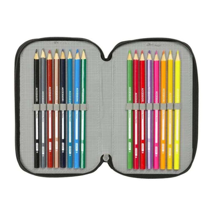 Estuche Escolar con Accesorios Spider-Man Attack Negro 12,5 x 19,5 x 5,5 cm 37 Piezas 3