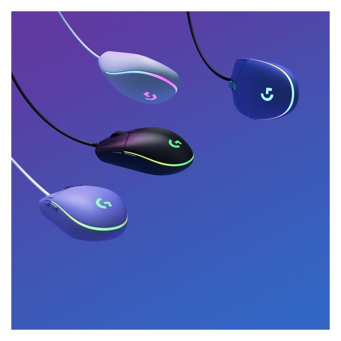 Logitech G203 Lightsync Gaming - Ratón óptico cableado USB, 8000 DPI, 6 botones, RGB, azul