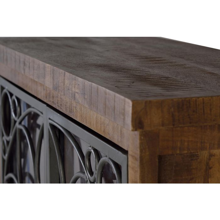 Giner y Colomer Vitrina de Madera de Mango Marrón Envejecida 130x100x40 cm 2 Cajones 2 Puertas 4 Giner y Colomer Vitrina de Madera de Mango Marrón Envejecida 130x100x40 cm 2 Cajones 2 Puertas 4