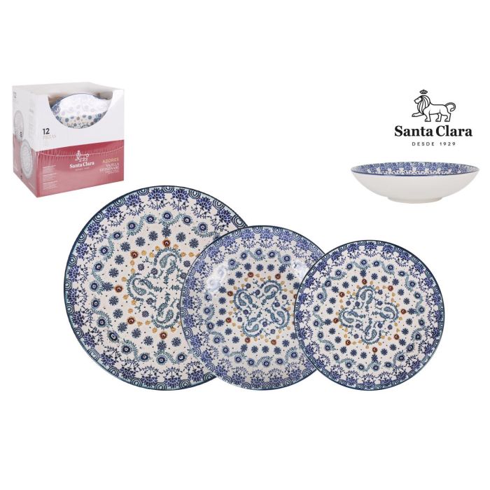 Vajilla Azores Monaco Brilloredonda 12Pcs - Santa Clara, Stoneware, Lavavajillas y Microondas (2 Unidades) Vajilla Azores Monaco Brilloredonda 12Pcs - Santa Clara, Stoneware, Lavavajillas y Microondas (2 Unidades)