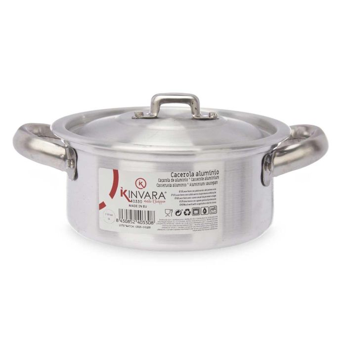 Kinvara Cacerola de Aluminio 1 L, 14 cm Diámetro, Apta para Gas y Horno, Plata (Set de 10) 1