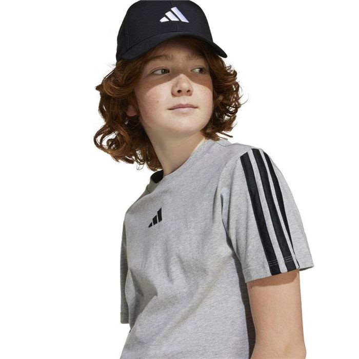 Camiseta de Manga Corta Infantil Adidas 3stripes Negro Gris claro L 1