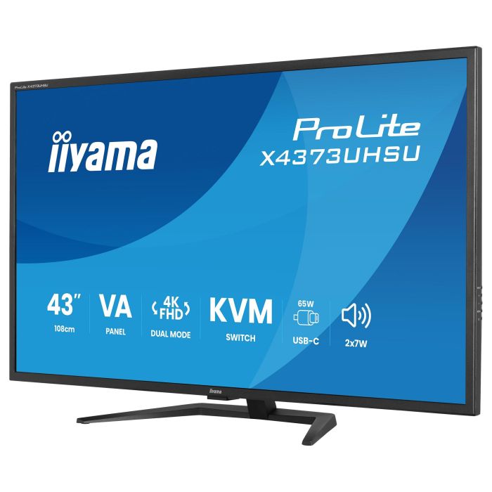 Iiyama ProLite X4373UHSU-B2 Monitor 43" (108 cm) 4K Ultra HD 3840x2160 VA, 60Hz, HDR10, USB-C 95W, Altavoces 14W, Negro 10