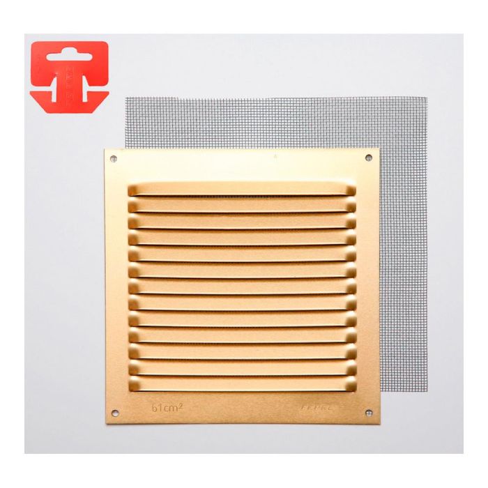 Fepre Rejilla con mosquitera aluminio dorado 150x150mm (g) - Rejilla de ventilación 0 Fepre Rejilla con mosquitera aluminio dorado 150x150mm (g) - Rejilla de ventilación 0