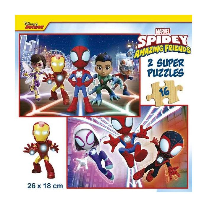 Puzzle 2x16 piezas spidey & his amazing friends 4 Puzzle 2x16 piezas spidey & his amazing friends 4
