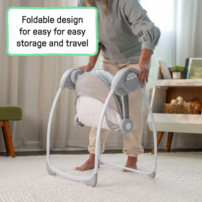 Ingenuity Columpio Eléctrico Plegable para Bebé ING0074451173002, Arco de Juguete, Ajustes de Balanceo, Temporizador, Reclinación