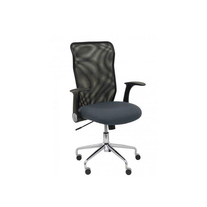 Silla Piqueras Y Crespo Minaya Brazos Retractiles Mecanismo Basculante Ergonomica Respaldo Malla Transpirable Negra Asiento Tapizado Bali Gris Oscuro