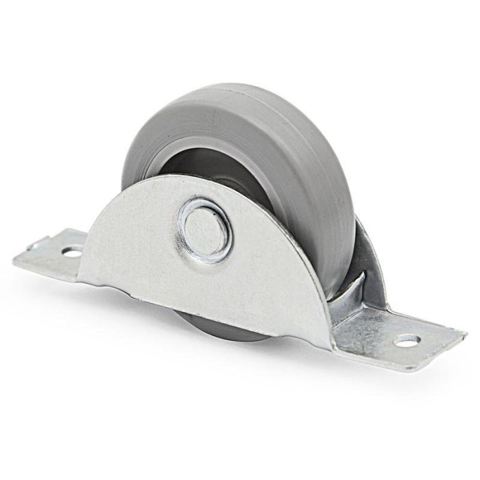 Q&Q Rueda oculta para cama nido, Aro de goma Ø50 mm, soporte hierro zincado. Montaje encaje basal, espesor mínimo 30 mm.