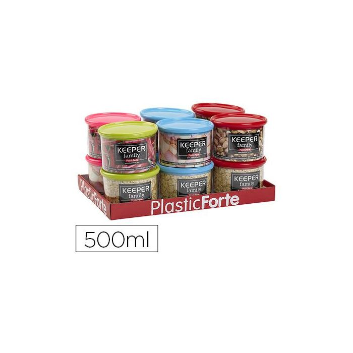 Bote Multiusos Plastico 500 mL Con Tapa De Color 110x110x80 mm