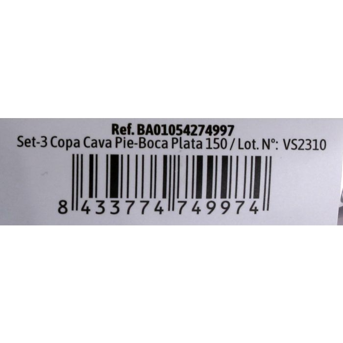 Algon Set de 3 Copas de Cava Pie de Boca Plata 150 cc 6 x 6 x 16 cm (36 Unidades)