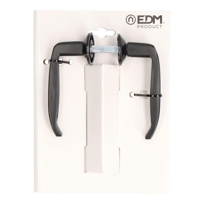 Edm Juego de manillas para puerta metálica modelo 232, aluminio acabado negro, 25-38 mm Edm Juego de manillas para puerta metálica modelo 232, aluminio acabado negro, 25-38 mm