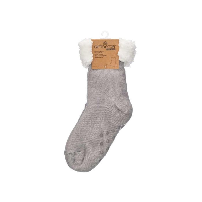 Calcetín Sherpa Adulto Gris Claro Giftdecor - 21x39x5 cm - 100% Poliéster (12 Unidades) 2 Calcetín Sherpa Adulto Gris Claro Giftdecor - 21x39x5 cm - 100% Poliéster (12 Unidades) 2