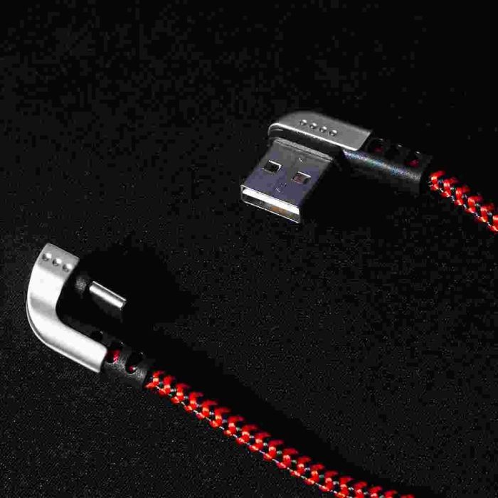 Elbe CA-199 Cable Gaming USB-A a TYPE-C 1M 90º, Nylon Trenzado 2