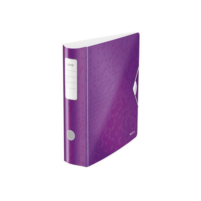 Archivador Palanca Leitz Active Wow Polyfoam A4 180º 75Mm Lomo Curvado Y Cierre Con Goma Violeta Metalizado (Set de 5)