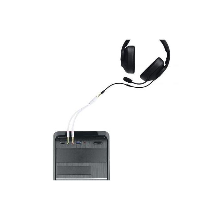 Nanocable 10.24.1203 Cable Adaptador Audio Jack 3.5 Hembra (4-pin) a 2x Jack 3.5 Macho (3-pin) para Auriculares con Micrófono a PC/Audio 20cm Blanco 3