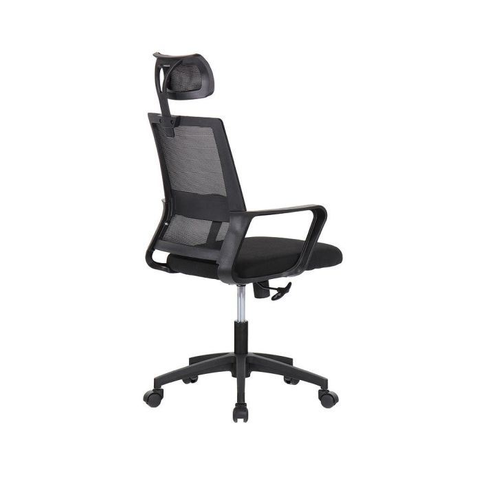 Silla de oficina ergonómica negra con respaldo en malla de nylon edm 1