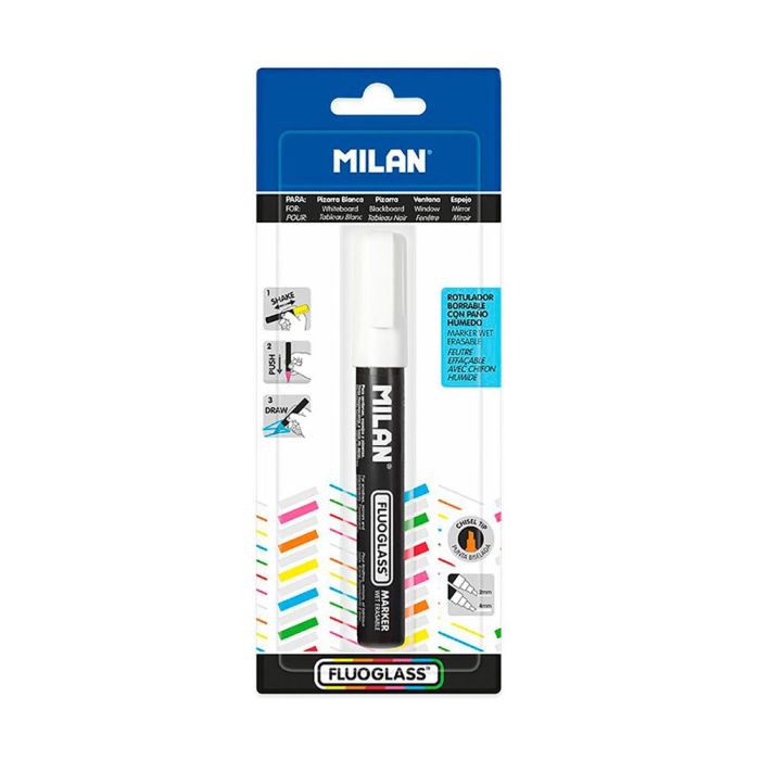 Blister con rotulador blanco fluoglass 2-4mm milan 1 Blister con rotulador blanco fluoglass 2-4mm milan 1
