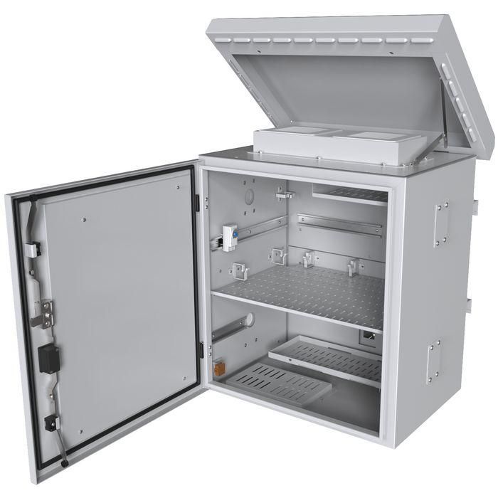 Lanview Armario CCTV Exterior Montaje Poste para 4 Cámaras, Maxi Classic, Doble Pared, Ventilado, Acero Galvanizado RAL7035 2