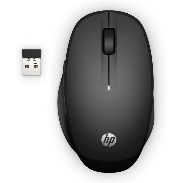 HP 300 Ratón Inalámbrico Doble Modo Negro: Conecta a 2 PCs (Bluetooth y 2.4 GHz) - Eficiencia y Versatilidad para tu Trabajo