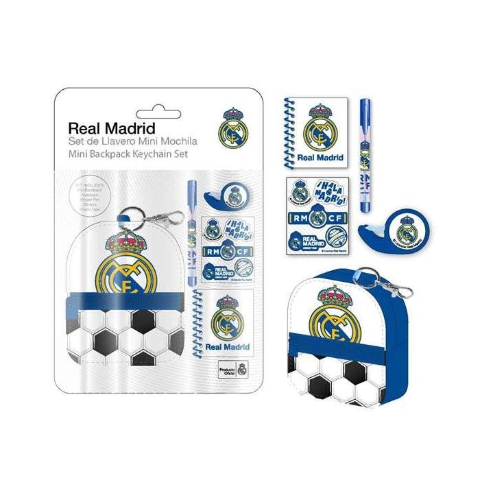 Real Madrid Set de Papelería Infantil: Minimochila Escolar Blanco 19.5 x 22.5 x 4.5 cm Ideal para Niños +3 Años Real Madrid Set de Papelería Infantil: Minimochila Escolar Blanco 19.5 x 22.5 x 4.5 cm Ideal para Niños +3 Años