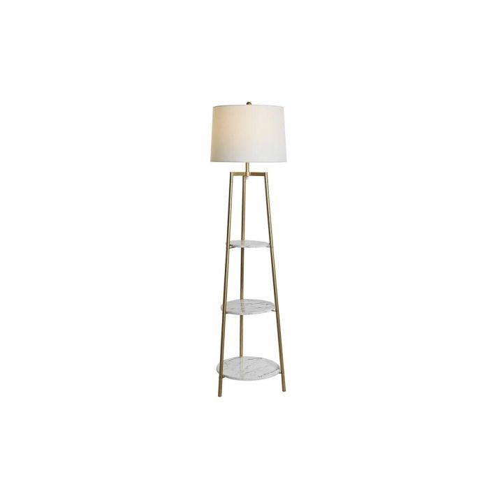 DKD Home Decor Lámpara de Pie Moderna con Estantería, Materiales Metal y MDF, Acabados en Dorado y Blanco, Dimensiones 41x156x41 cm DKD Home Decor Lámpara de Pie Moderna con Estantería, Materiales Metal y MDF, Acabados en Dorado y Blanco, Dimensiones 41x156x41 cm