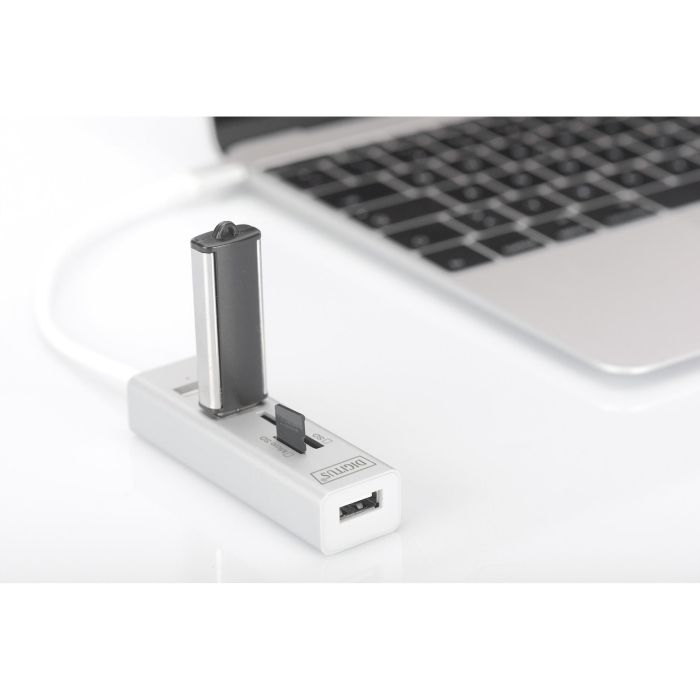 DIGITUS USB-C-Hub 3-Port 2.0->3xA2.0 1xReader in.Kabel weiß 3