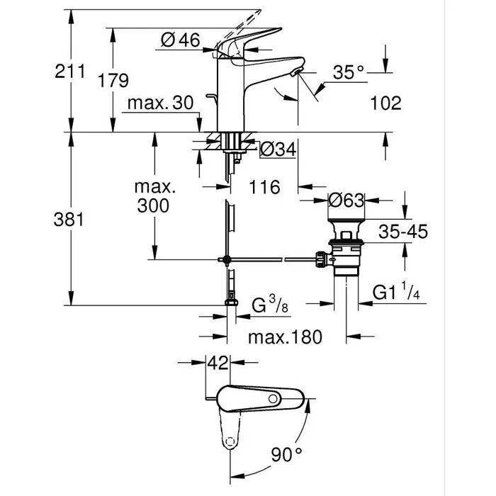 Grohe 24328001 Mezclador Monomando de Lavabo Cromo Talla M con Apertura Agua Fría y Ahorro de Agua 1 Grohe 24328001 Mezclador Monomando de Lavabo Cromo Talla M con Apertura Agua Fría y Ahorro de Agua 1