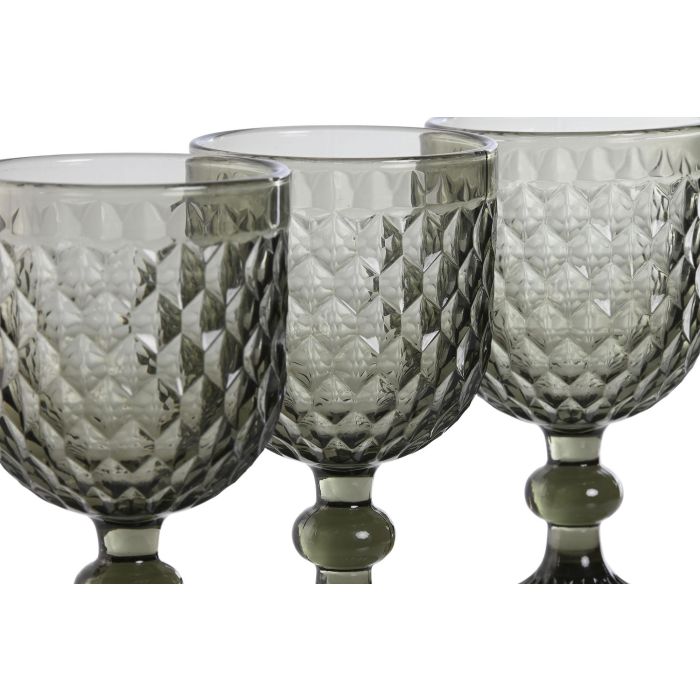 DKD Home Decor Copa Basicos Gris Cristal 8 x 15.5 x 8 cm Set de 6 1