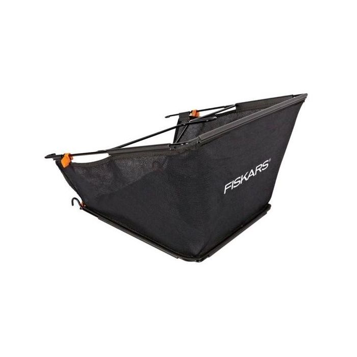 Fiskars 113883 Cesta de recogida de hierba para cortacésped, compatible con cortacéspedes Fiskars, poliéster negro, 550 mm
