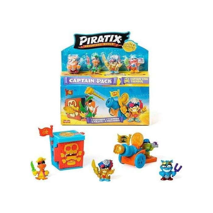 Figura piratix golden treasure captain pack. incluye 4 piratix y accesorios. 2