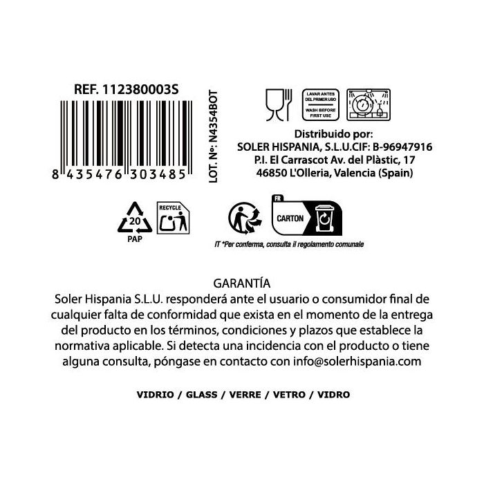Vaso Tirso Bands 320 ml - La Mediterranea (48 Unidades) 4 Vaso Tirso Bands 320 ml - La Mediterranea (48 Unidades) 4