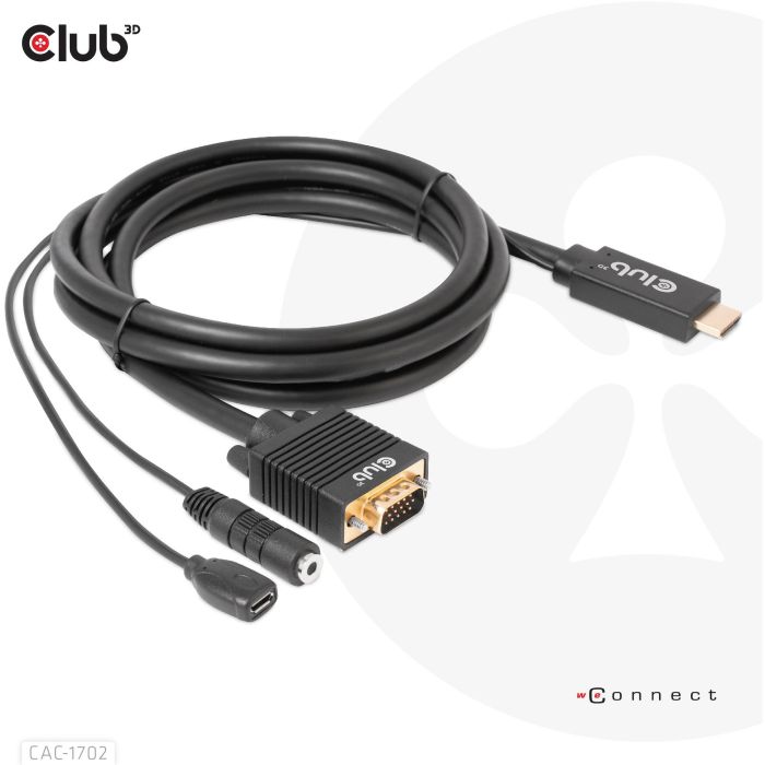 Club3D Kabel HDMI+Micro-USB-Buchse > VGA+3.5mm 2m St/Bu 1 Club3D Kabel HDMI+Micro-USB-Buchse > VGA+3.5mm 2m St/Bu 1