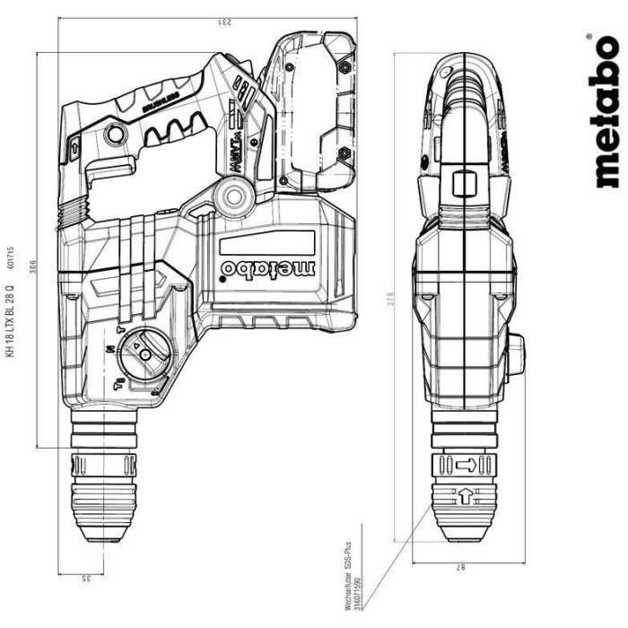 Taladro percutor inalámbrico - METABO - KH 18 LTX BL 28 Q - 18 V - Brushless - 3 funciones 5