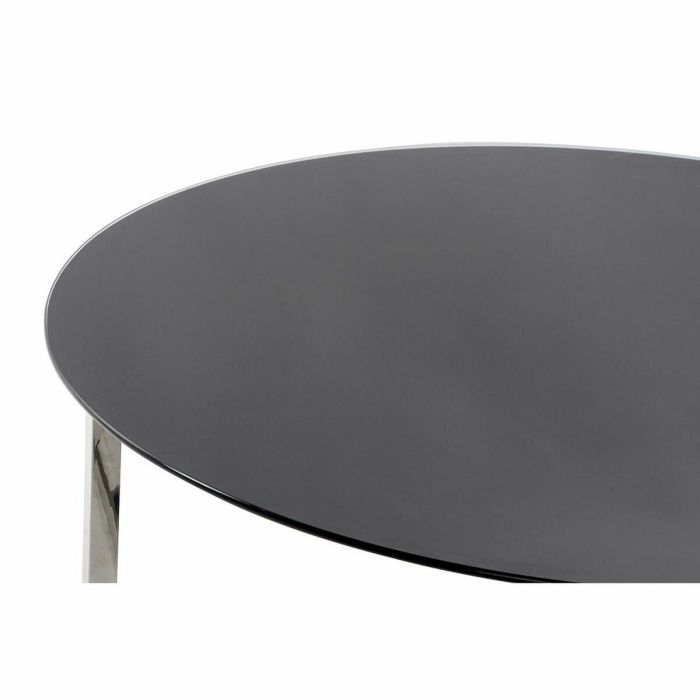 Mesa de Centro DKD Home Decor Negro Plateado Cristal Acero Plástico 100 x 100 x 45 cm 2