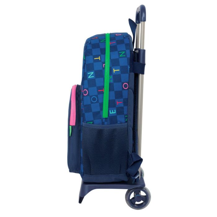 Mochila Escolar con Ruedas Benetton Damero Azul marino 30 x 46 x 14 cm 1