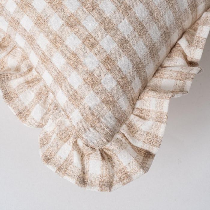 Cojín Cuadros Beige Algodón 50 X 30 cm