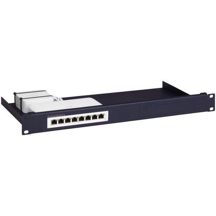 Rackmount IT RM-UB-T4 Kit de Montaje en Rack 19" 1U para Ubiquiti UniFi Lite 8 PoE, Azul Oscuro Metálico