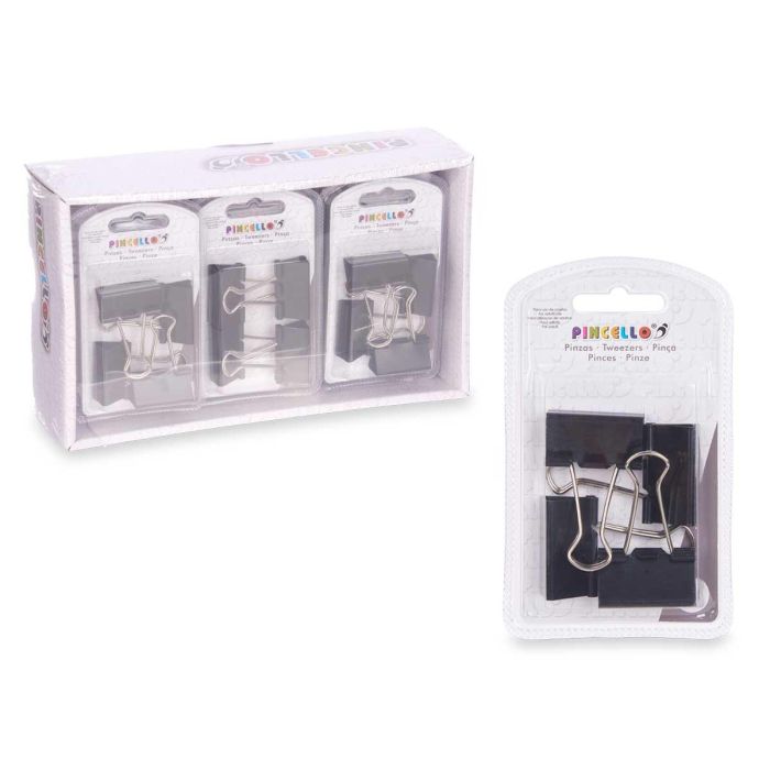 Set 4 Pinzas Clip Negro Grd Pincello 3X11CM (24 Unidades) 2 Set 4 Pinzas Clip Negro Grd Pincello 3X11CM (24 Unidades) 2