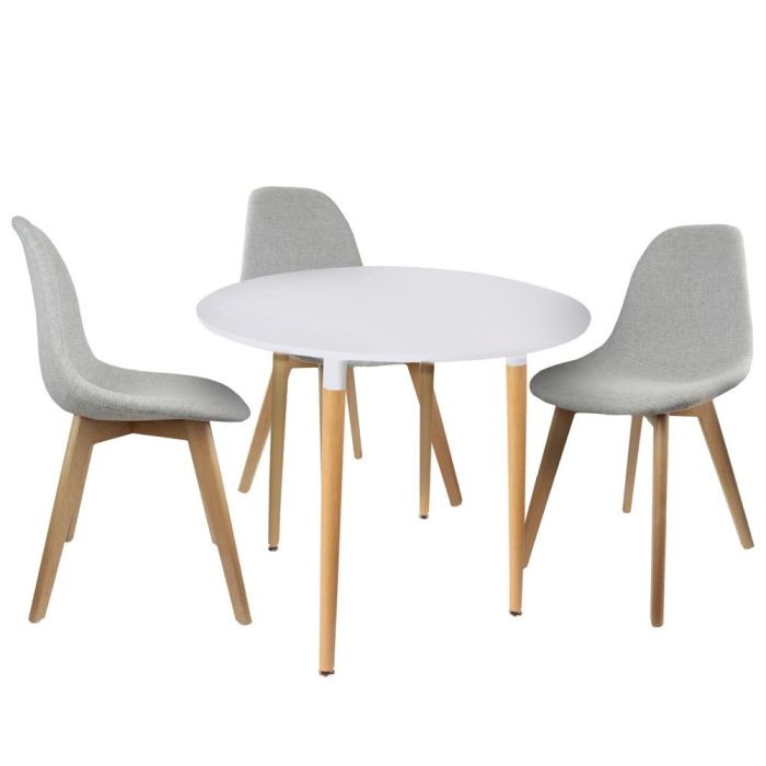 Home Deco Factory Mesa Redonda Essentiel Blanca Madera Metal Polipropileno ø76 cm 4