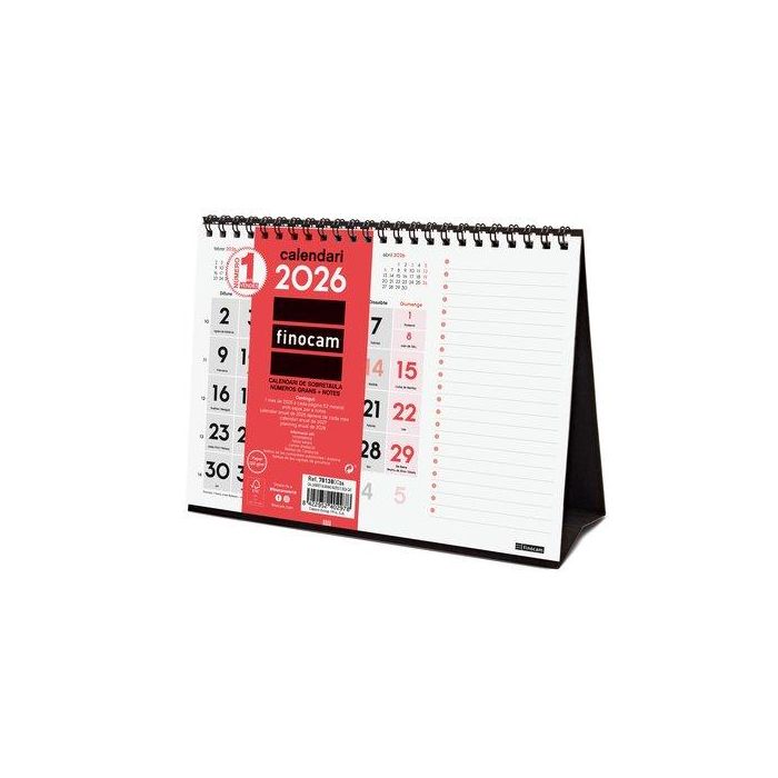 Calendari (2026) Catalan Finocam Sobretaula Triangular Mensual Per Escriure S 210X150 + Notas