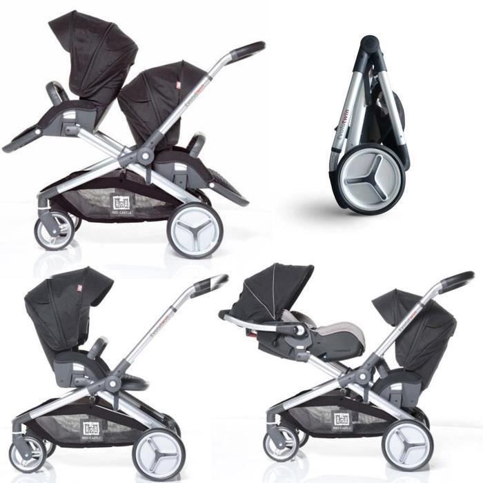 Red Castle Evolutwin Cochecito Doble Negro - Gemelar/Individual, Desde Nacimiento, Plegado Rápido, Manillar Ajustable, Compatible Sillas Auto 2 Red Castle Evolutwin Cochecito Doble Negro - Gemelar/Individual, Desde Nacimiento, Plegado Rápido, Manillar Ajustable, Compatible Sillas Auto 2