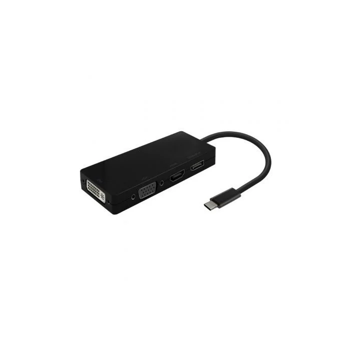AISENS - CONVERSOR USB-C A DP/DVI/HDMI/VGA, USB-C/M-DP/H-DVI/H-HDMI/H-VGA/H, NEGRO, 15CM