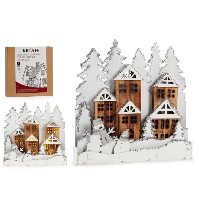 Pueblo Madera Blanca Muñeco Nieve Purpurina Luz Krist+ 44x44x6 cm (4 Unidades) Pueblo Madera Blanca Muñeco Nieve Purpurina Luz Krist+ 44x44x6 cm (4 Unidades)