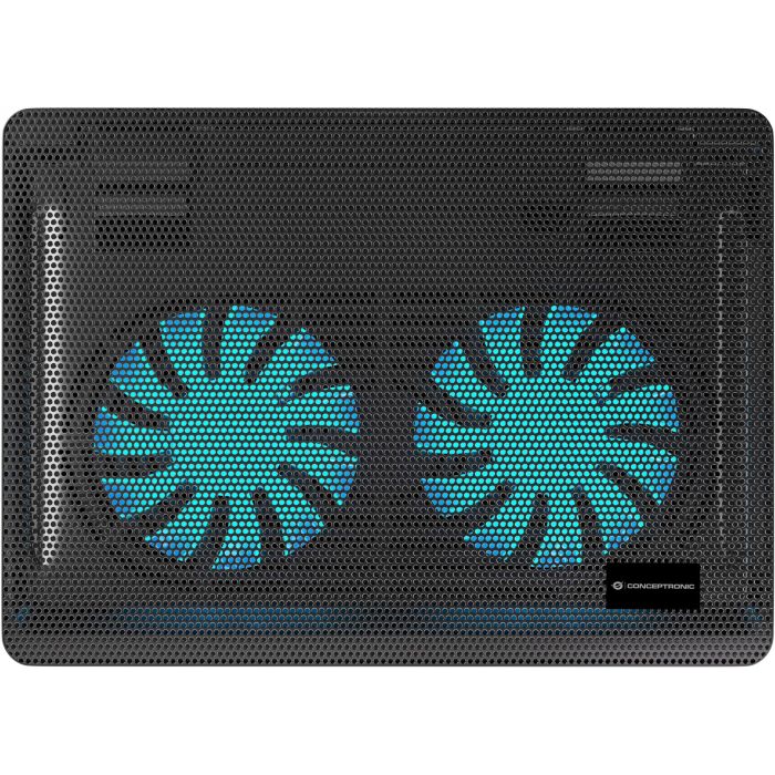 Conceptronic Base Refrigeradora para Portátil con 2 Ventiladores USB-A 2.0 para Pantallas de hasta 15.6 Pulgadas y 3 kg de Carga, Color Negro 1